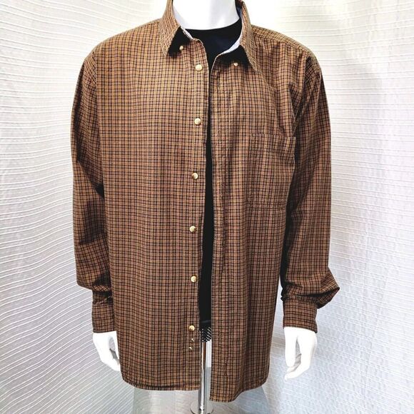 VTG Woolrich Mid-Weight Plaid Shirt Outdoor Brown Gold Men's XXL EUC - Picture 3 of 9